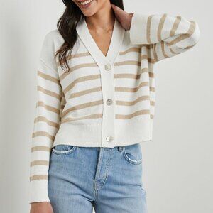 Rails Geneva Striped Cotton-Blend Cardigan in Sand Stripe